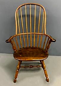 Appraisal: Windsor Sack Back Armchair Windsor sack back armchair with baluster