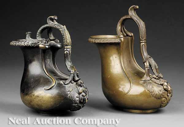 Appraisal: Two Continental Patinated Bronze Vessels in the Renaissance Taste late