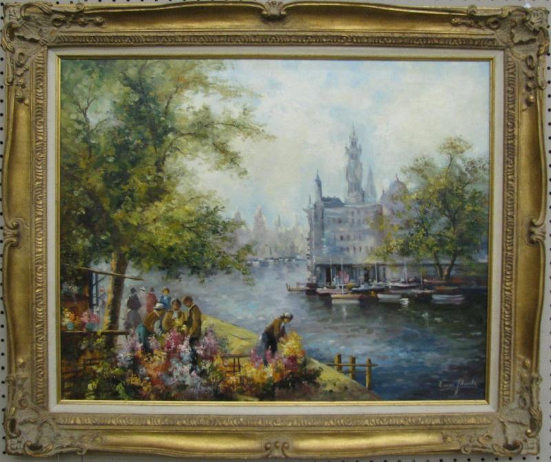 Appraisal: Signed Vintage Decorator Oil Painting by Loran Telasula depicting a