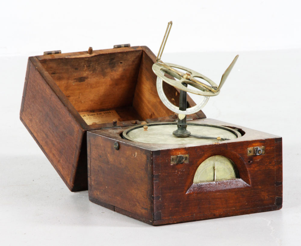 Appraisal: - th C Brass Astrolabe in Mahogany Case th century