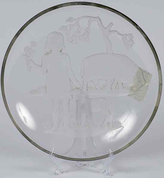 Appraisal: Verlys Glass Charger th century a clear and frosted glass