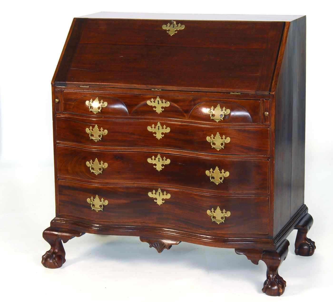 Appraisal: ANTIQUE AMERICAN CHIPPENDALE SLANT-LID DESKBoston Area Circa In mahogany Interior