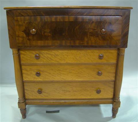 Appraisal: AMERICAN EMPIRE MAHOGANY AND MAPLE CHEST OF DRAWERS one large