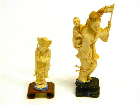 Appraisal: Chinese th C an ivory figure of a beauty carrying