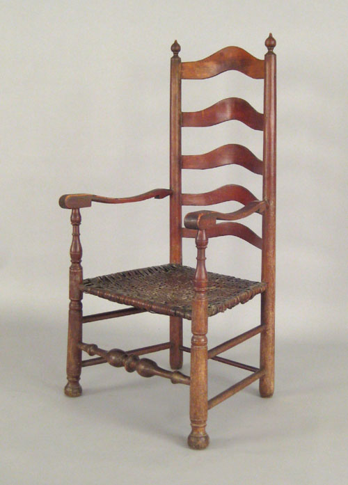 Appraisal: DelawareValley five slat ladderback armchair ca