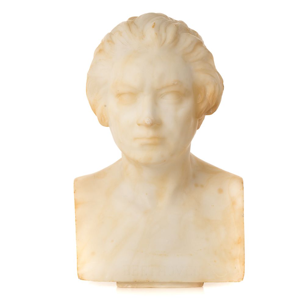 Appraisal: Continental Carved Marble Bust of Beethoven th century inscribed BEETHOVEN