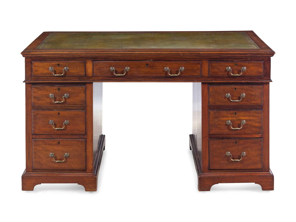 Appraisal: A George III Style Mahogany Pedestal Desk A George III