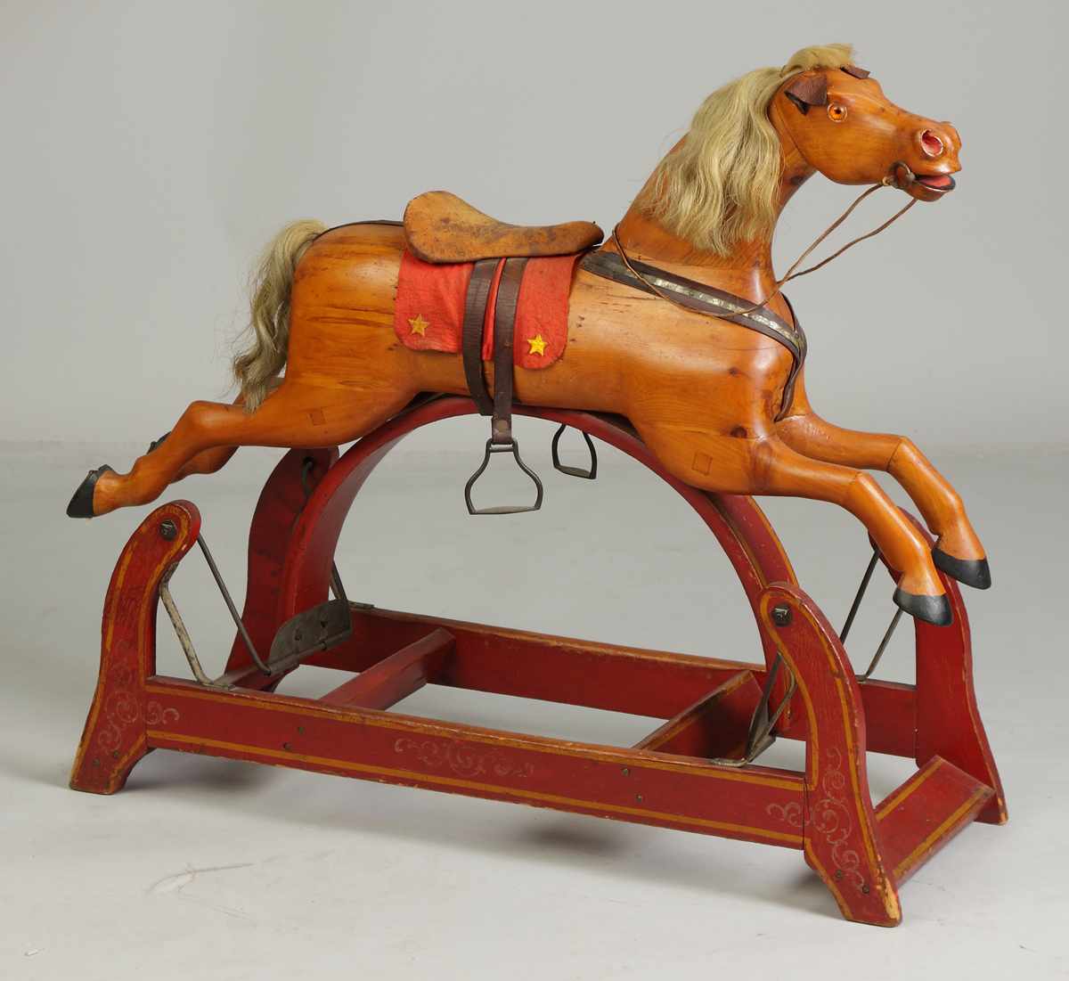 Appraisal: Late th Cent Carved Wood Rocking Horse Condition Refinished Dimensions