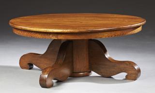 Appraisal: American Carved Oak Circular Dining Table c American Carved Oak