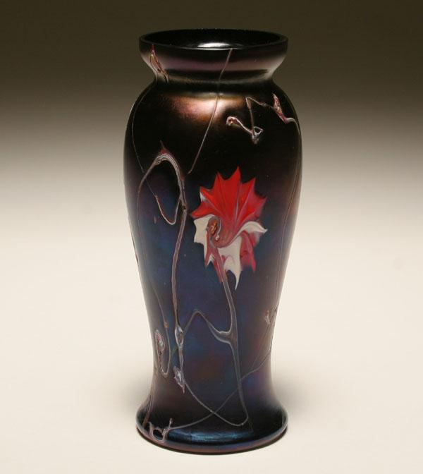 Appraisal: Pallme-Konig Austrian art glass vase with iridescent surface and vibrant