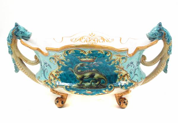 Appraisal: A French faience center bowl Ulysse a Blois factory from