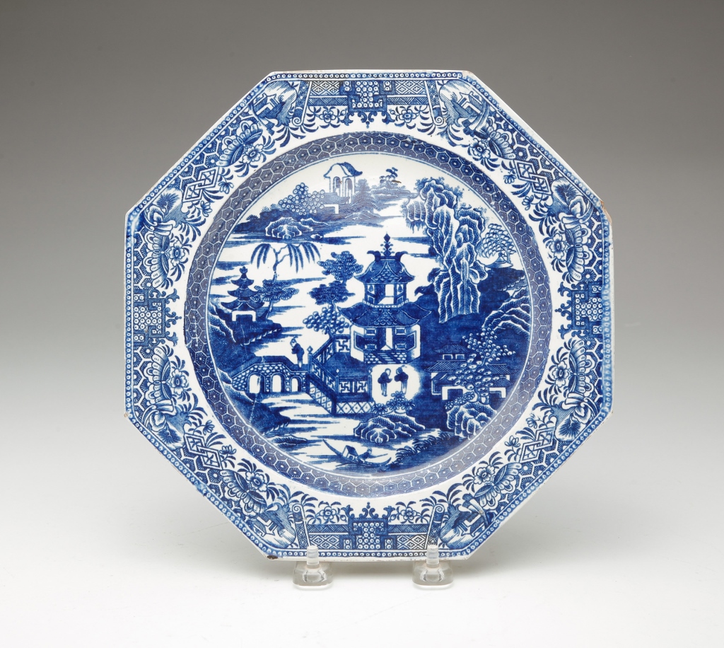 Appraisal: Circa Octagonal with Blue Willow pattern Impressed J H on