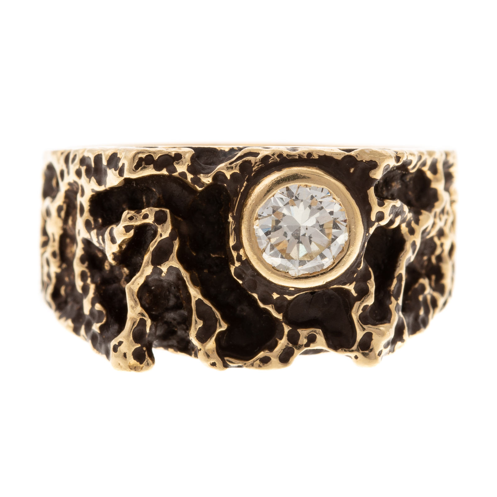 Appraisal: C K BEZEL SET DIAMOND NUGGET RING K yellow gold