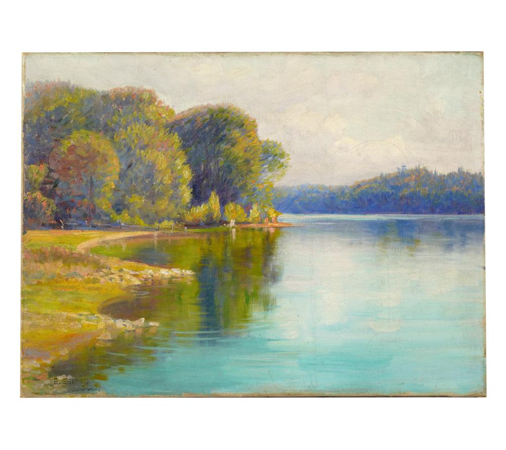 Appraisal: ELIZABETH STRONG - TRANQUIL PONDoil on canvas signed lower left