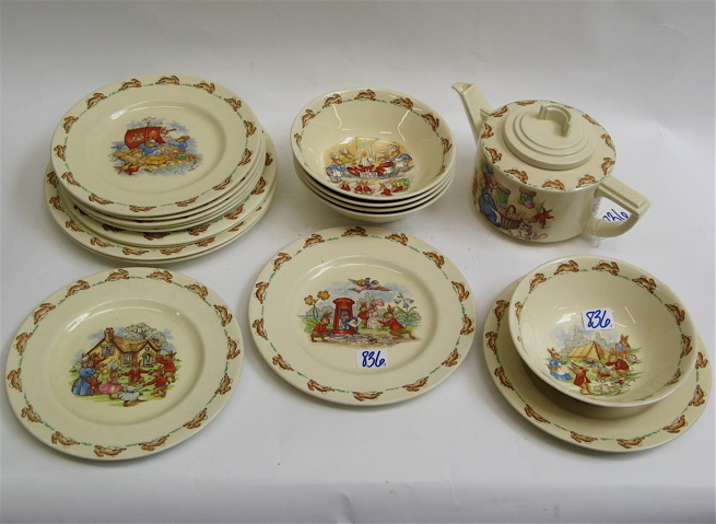 Appraisal: ROYAL DOULTON CHILDREN'S CHINA pieces in the Bunnykins pattern various