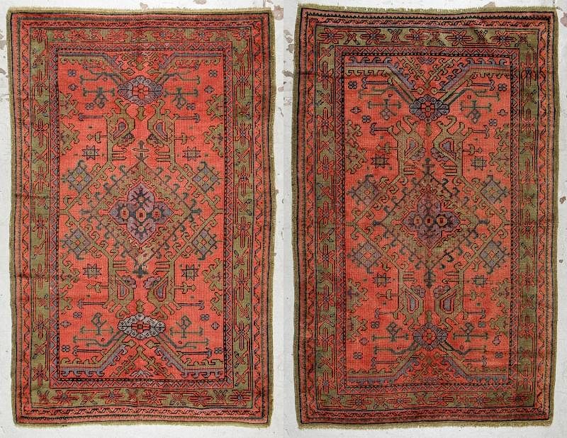 Appraisal: Pair of Antique Oushak Rugs ' '' x ' ''