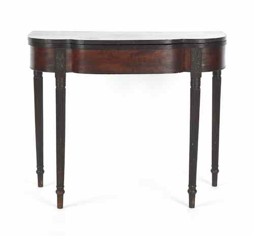 Appraisal: Philadelphia Sheraton mahogany card table ca attributed to the shop