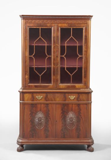 Appraisal: Victorian-Style Mahogany Bookcase early th century the molded and canted