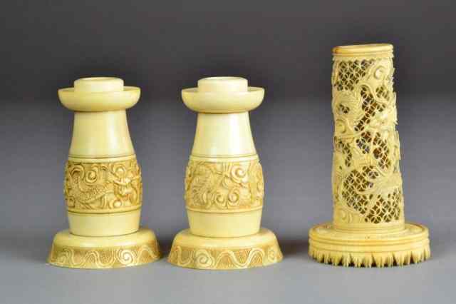 Appraisal: Pcs Chinese Carved IvoryTo include a finely carved pair of