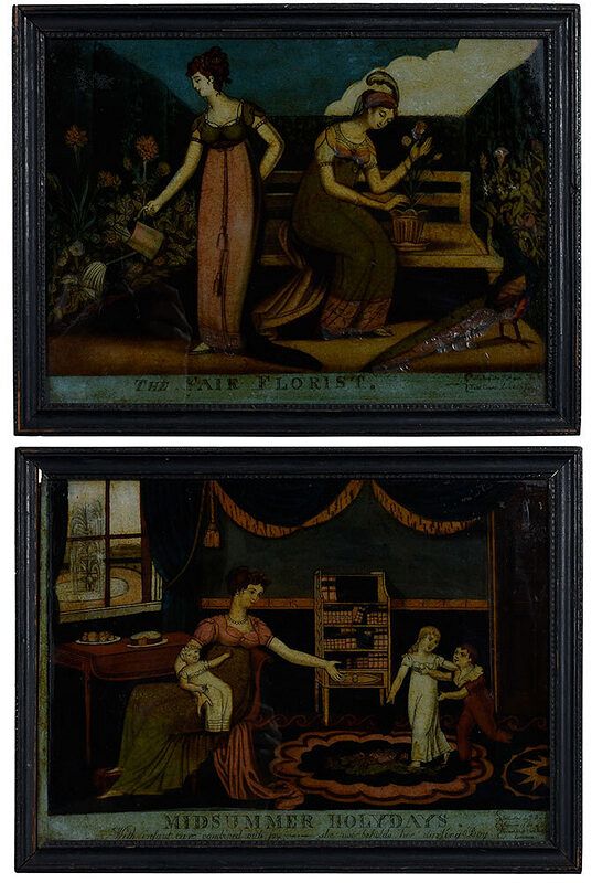 Appraisal: Two Rare Reverse Mounted Prints British early th century The