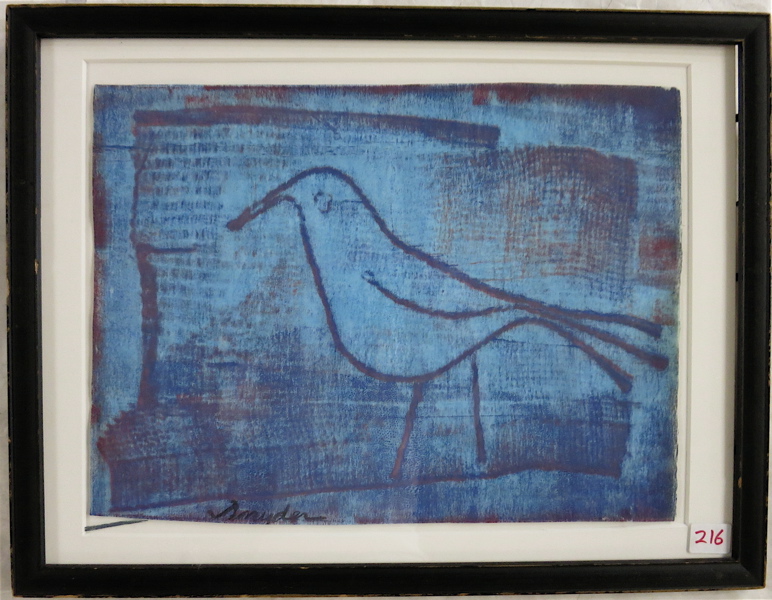 Appraisal: AMANDA T SNYDER MONOTYPE Oregon - Stylized bird Image measures