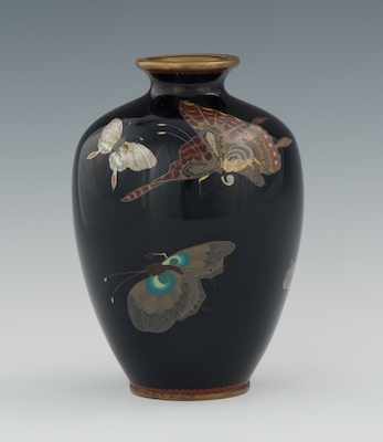 Appraisal: A Miniature Cloisonne Butterfly Vase In the Style of Hayashi