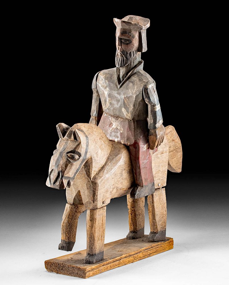 Appraisal: th C Spanish Colonial Wood Horse and Rider New World