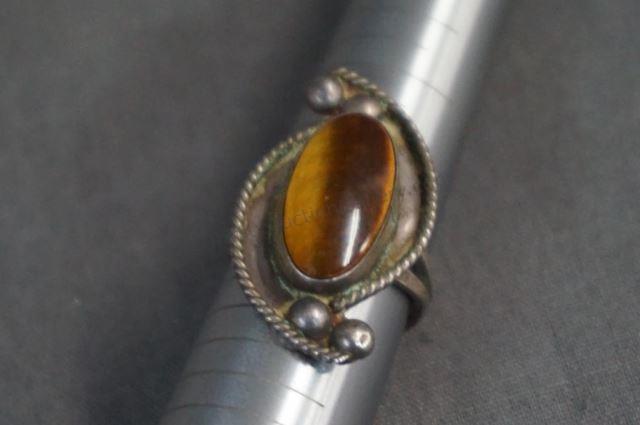 Appraisal: Mexican Silver Tiger Eye Ladies Ring Vintage 's era with