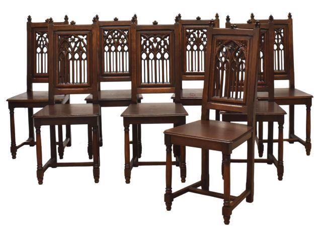 Appraisal: lot of French Gothic Revival carved oak side chairs each