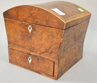 Appraisal: Burl dome top sewing box having dome top with fitted