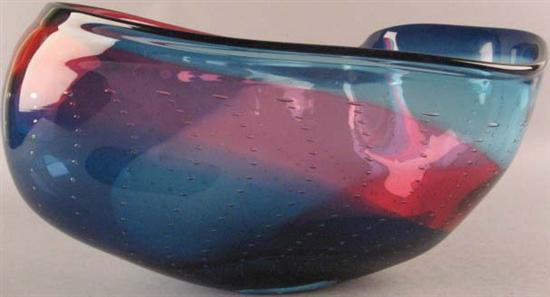 Appraisal: Leon Applebaum American b Bowl Blue and red with symmetrical