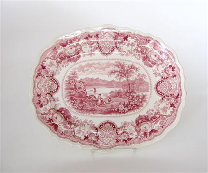 Appraisal: Historical pink transferware platter william adam son tunstall circa Of