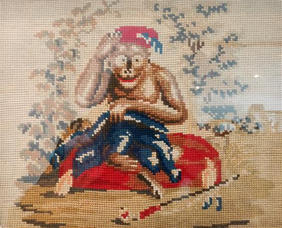 Appraisal: Sale Lot A Framed Needlepoint of a Monkey Height x