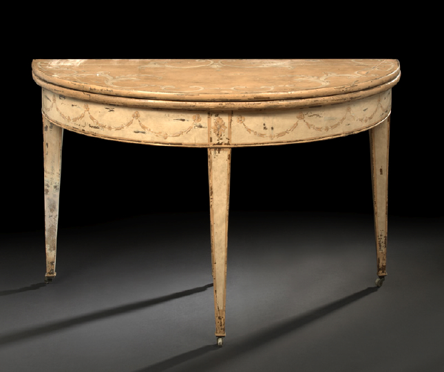 Appraisal: Louis-Philippe Polychromed Demi-lune Side Table early th century and later