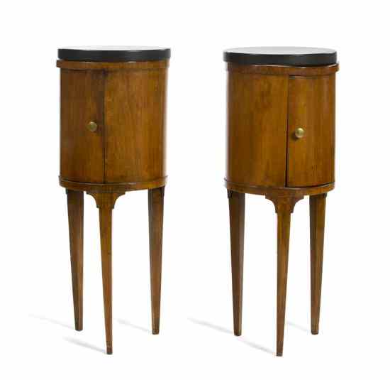 Appraisal: A Pair of Biedermeier Pedestal Cabinets each of cylindrical form