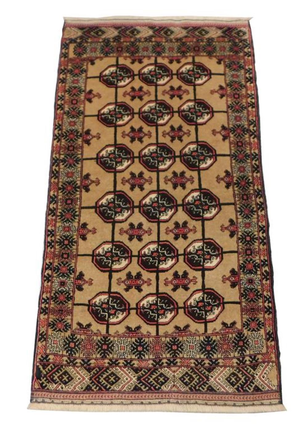 Appraisal: RUG Turkoman Bokara ' x ' hand-made wool geometric design