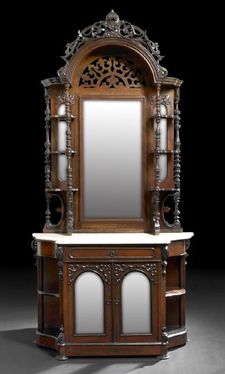 Appraisal: American Rococo Revival Rosewood Cabinet-Base Etagere third quarter th century