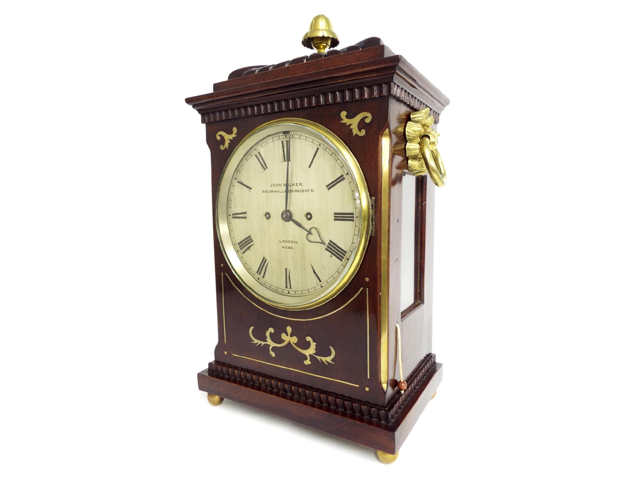 Appraisal: English mahogany double fusee bracket clock the pull repeat movement