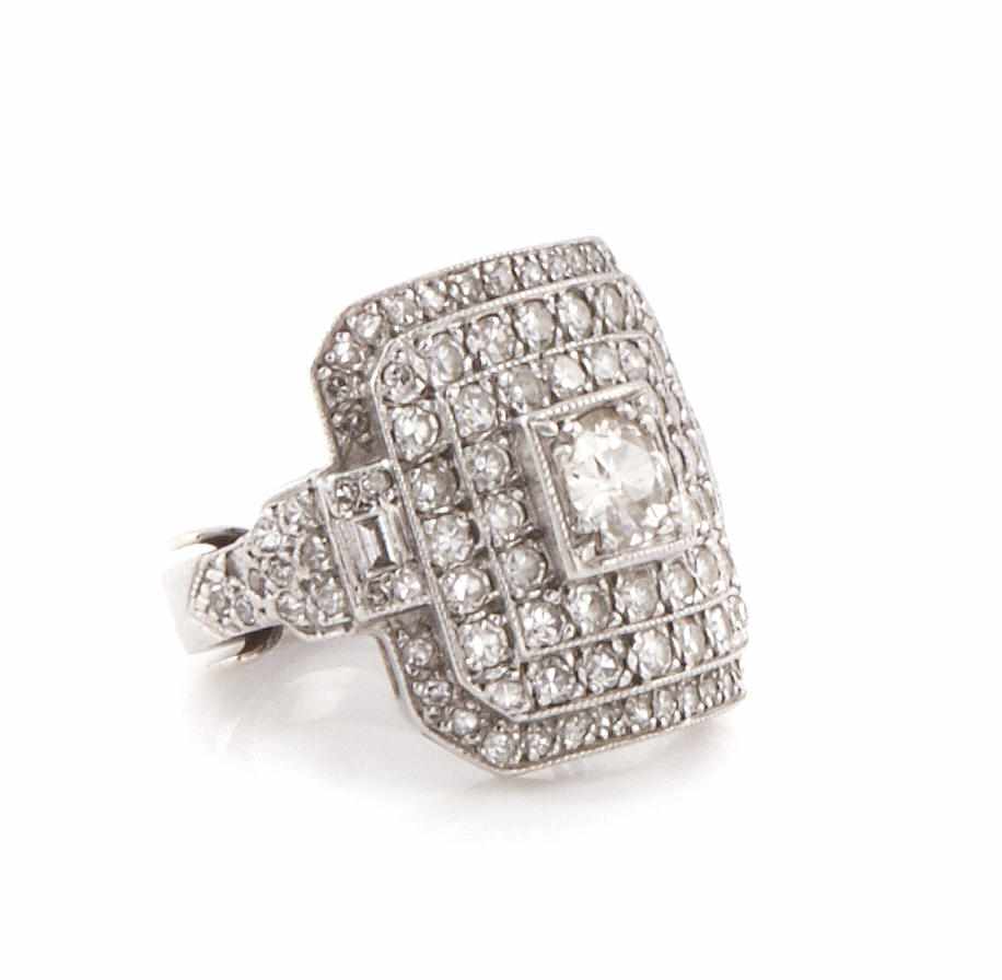 Appraisal: A diamond and platinum ring estimated total diamond weight cts