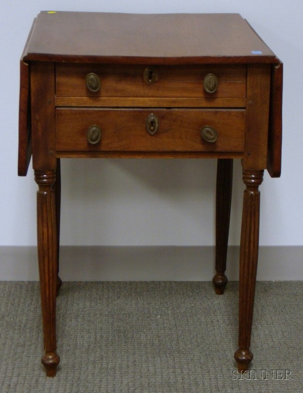 Appraisal: Federal Mahogany and Birch Drop-leaf Two-Drawer Work Table