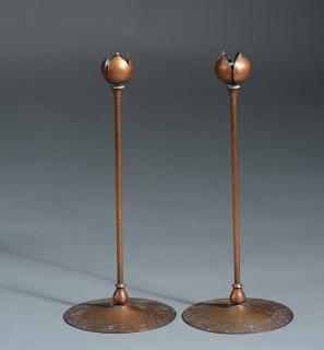 Appraisal: Pair of silver on bronze candlesticks signed Heintz Pair of