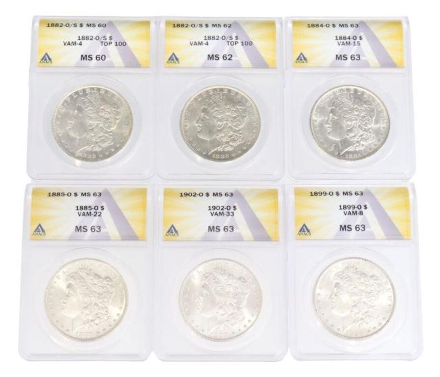 Appraisal: lot of Morgan Silver Dollars each graded by ANACS and