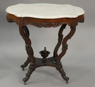 Appraisal: Rosewood Victorian turtle top table ht in top x Rosewood