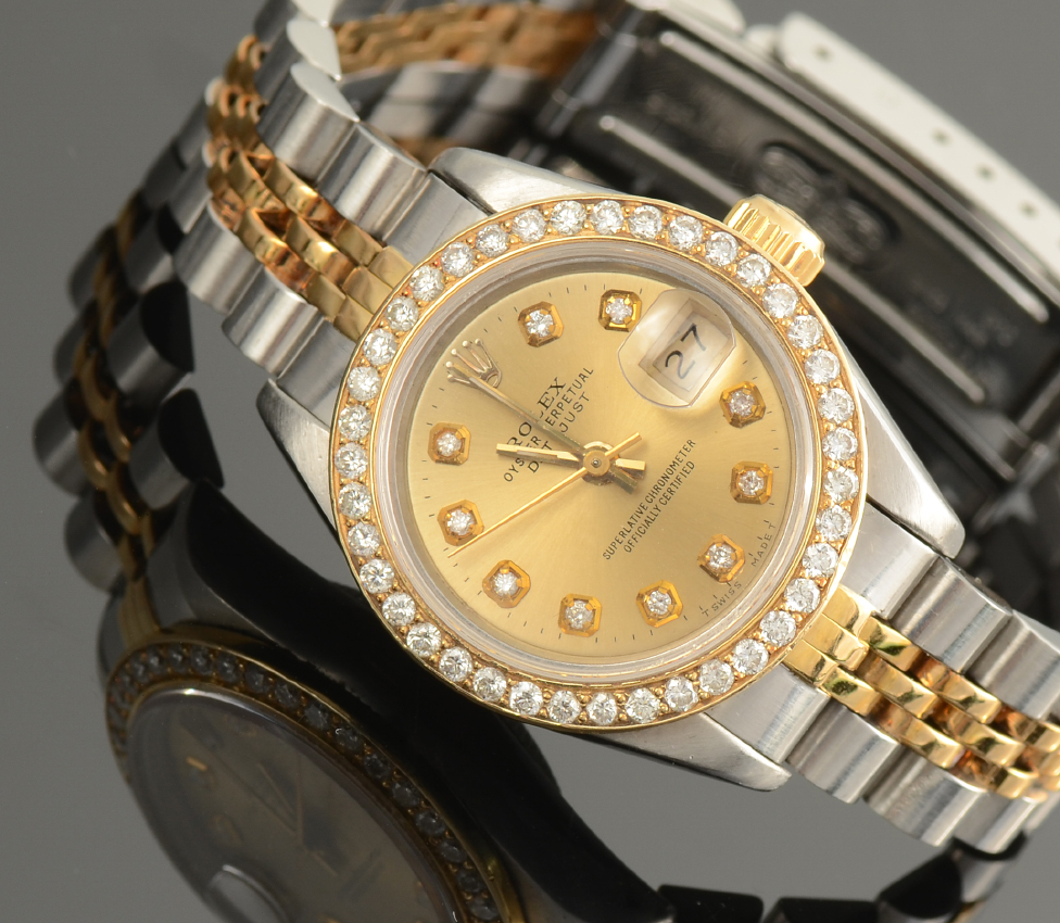 Appraisal: LADIES K SS DATEJUST ROLEX WATCH WITH DIAMONDS Stainless steel