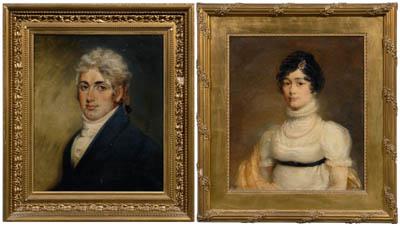 Appraisal: Pair early th century portraits quot Major John Z Holwell