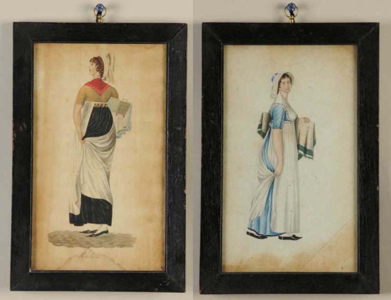 Appraisal: Lot of Drawings of Costumed Maidens Description Early th Century