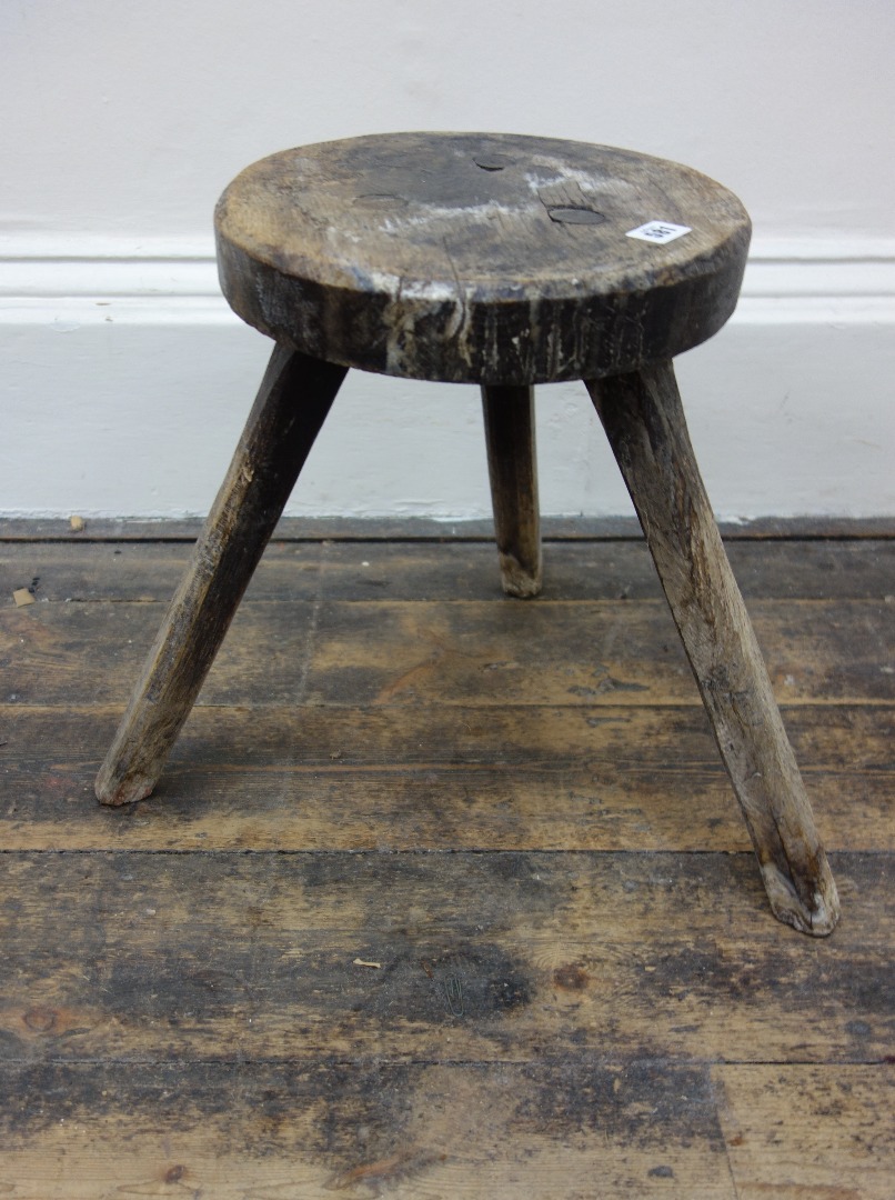 Appraisal: An elm stool first half th century the circular seat