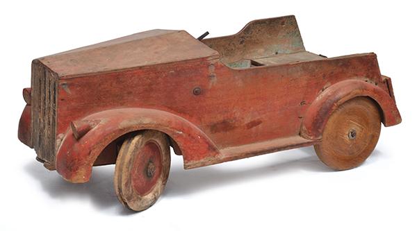 Appraisal: RED PAINTED WOODEN CHILD'S PEDAL CAR CM LENGTH RED PAINTED