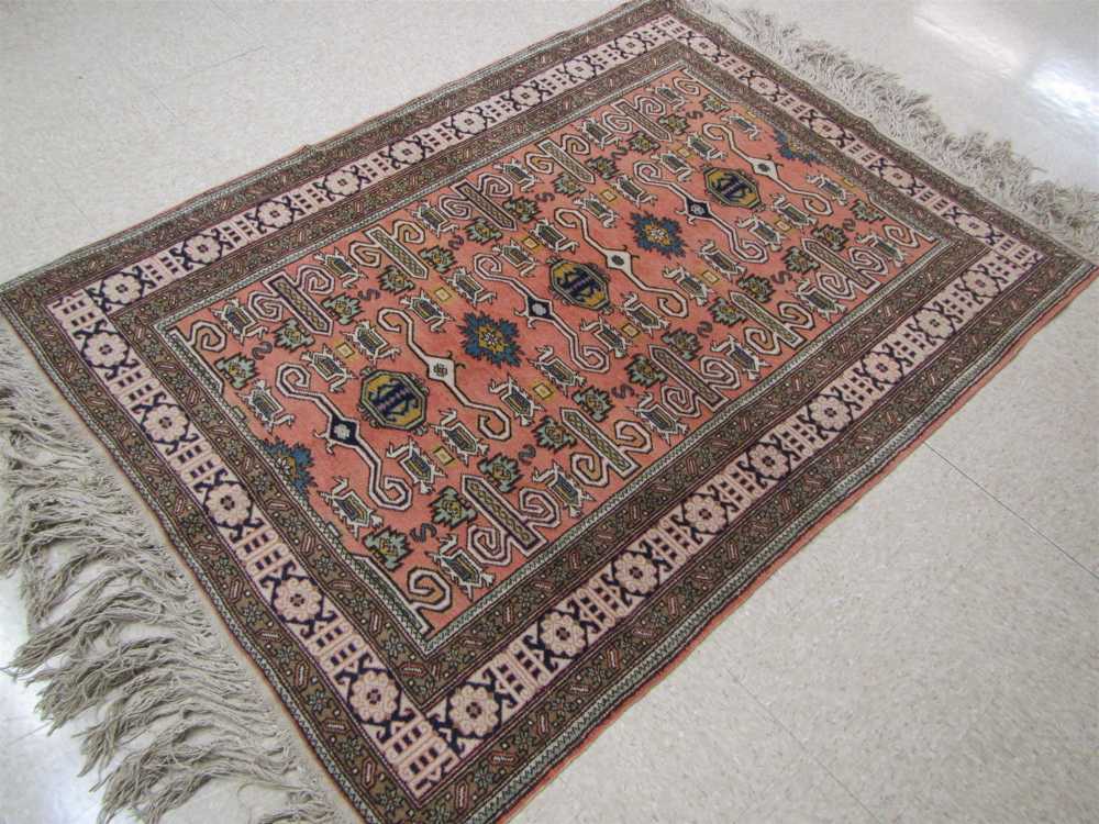 Appraisal: TURKISH TRIBAL AREA RUG hand knotted with a field of