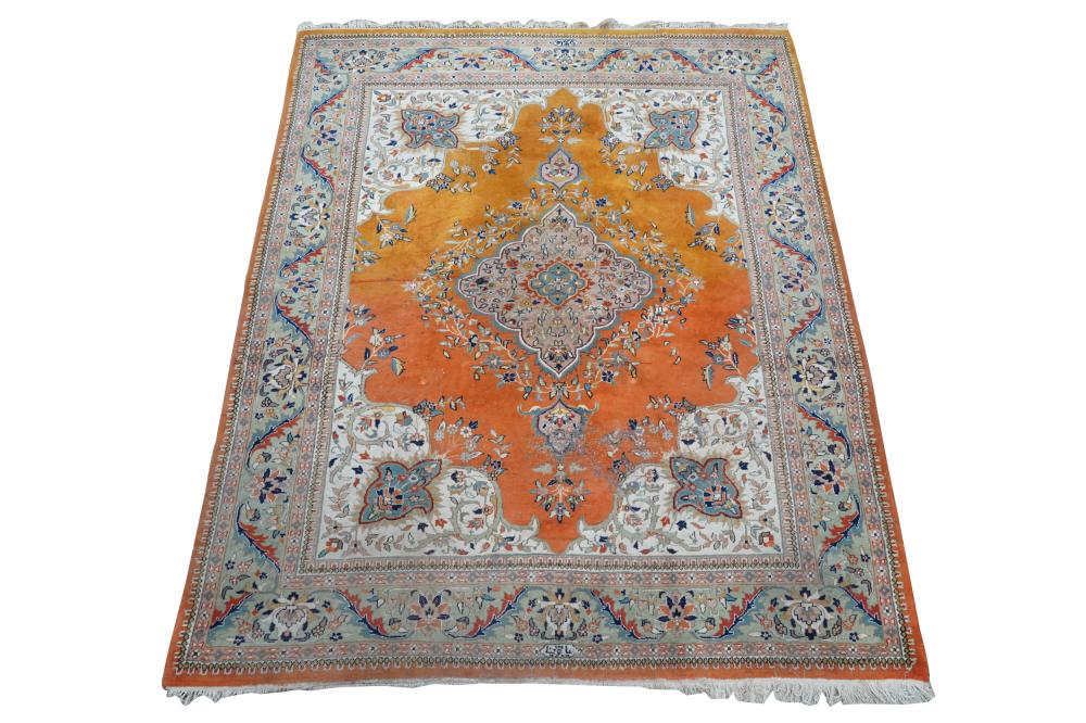 Appraisal: INDO-PERSIAN CARPETorange field Condition thread separation to edges staining to